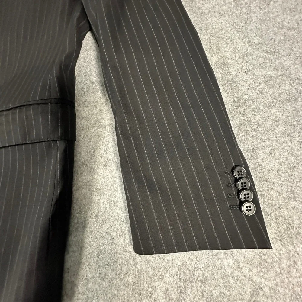 Z Zegna Suit Jacket Mens 52 R Black Pinstripe Wool 2 Button Blazer